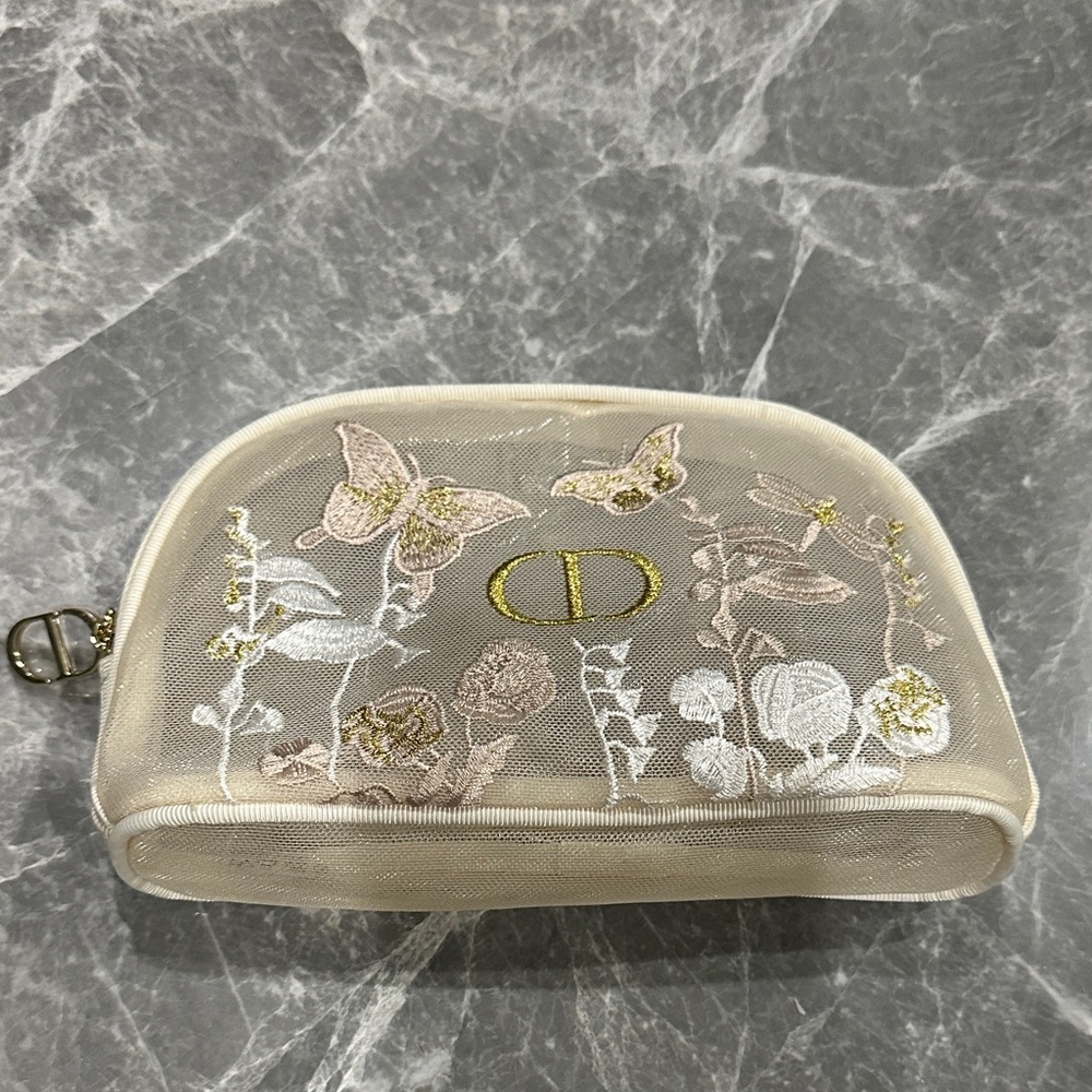 CD Elegant Cream and Gold Embroidered Women's Bag